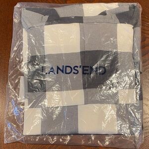 Lands' End Black and White Checkered Long Sleeve Turtleneck Tee